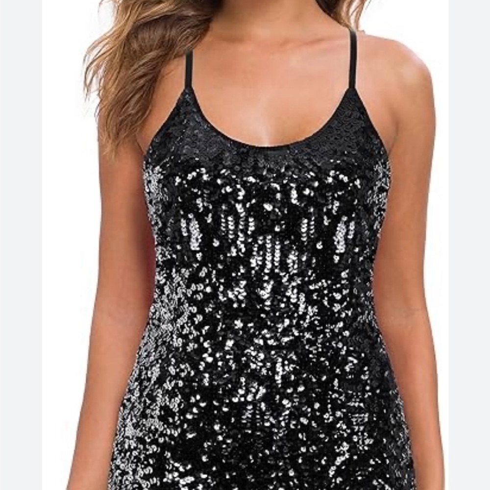 Sparkling Black and Silver Sequin Dress